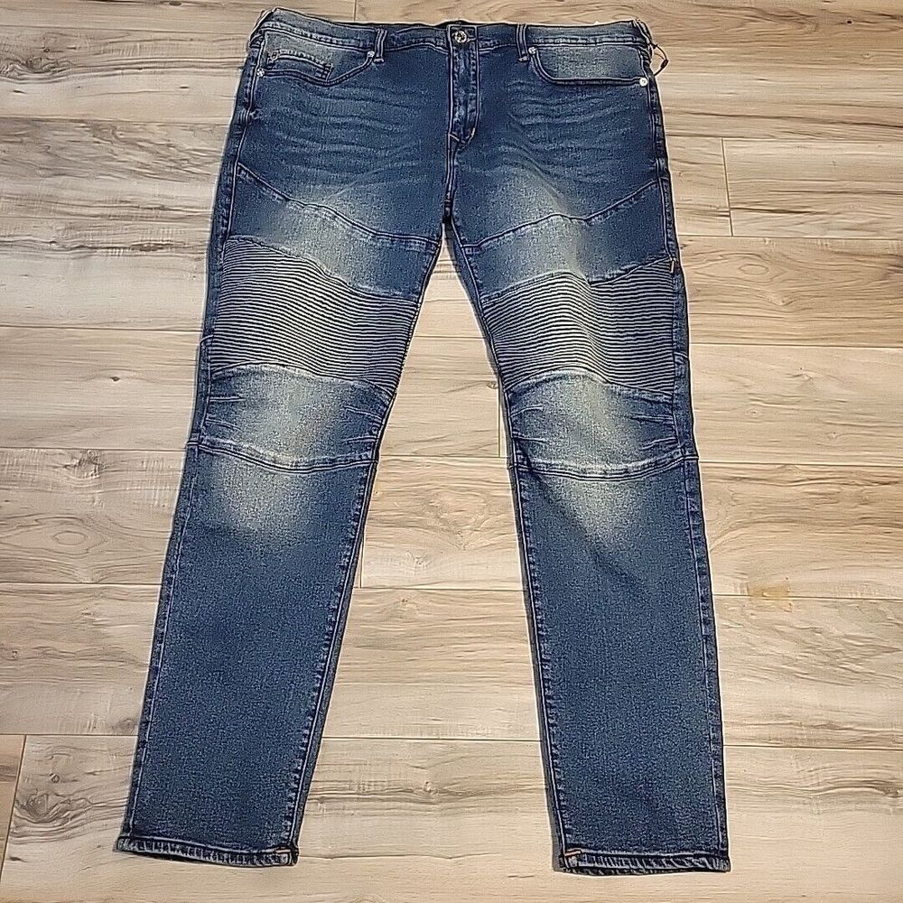 True Religion Jeans Mens 42W Blue Denim Rocco Relaxed Skinny Jean‎ NWT